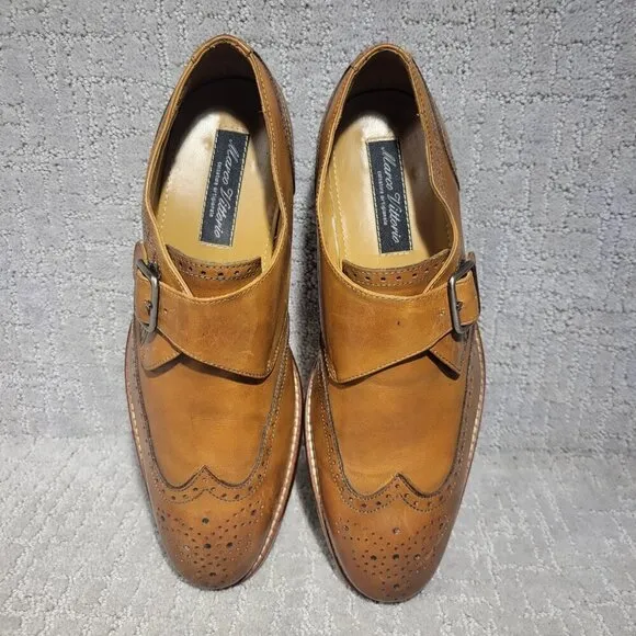 Marco Vittorio Men's Size 10.5 US Brown Italian Leather Side Buckle Dress Shoes