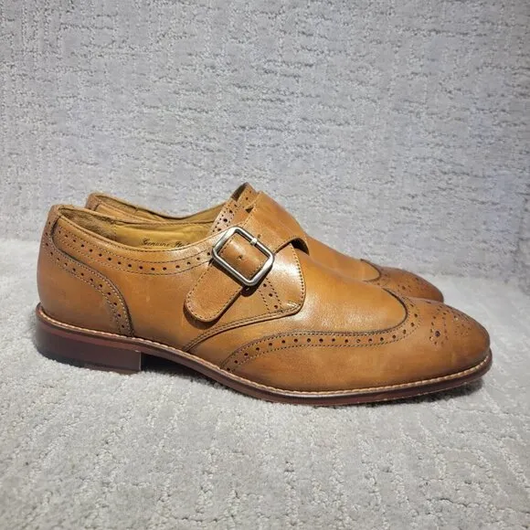 Marco Vittorio Men's Size 10.5 US Brown Italian Leather Side Buckle Dress Shoes