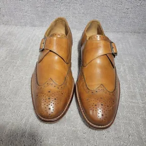 Marco Vittorio Men's Size 10.5 US Brown Italian Leather Side Buckle Dress Shoes