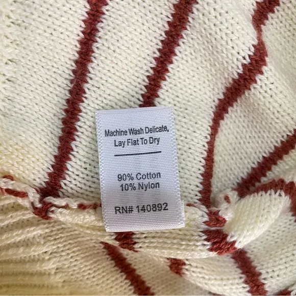Marine Layer Sage Long Sleeve Cotton Sweater Polo Small Cream Striped