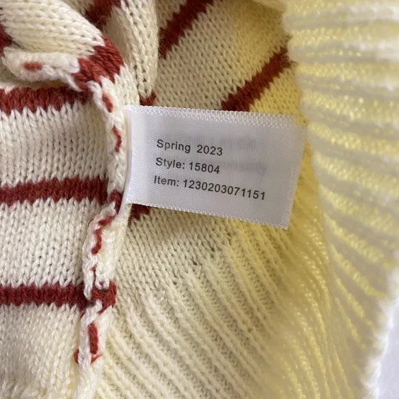 Marine Layer Sage Long Sleeve Cotton Sweater Polo Small Cream Striped