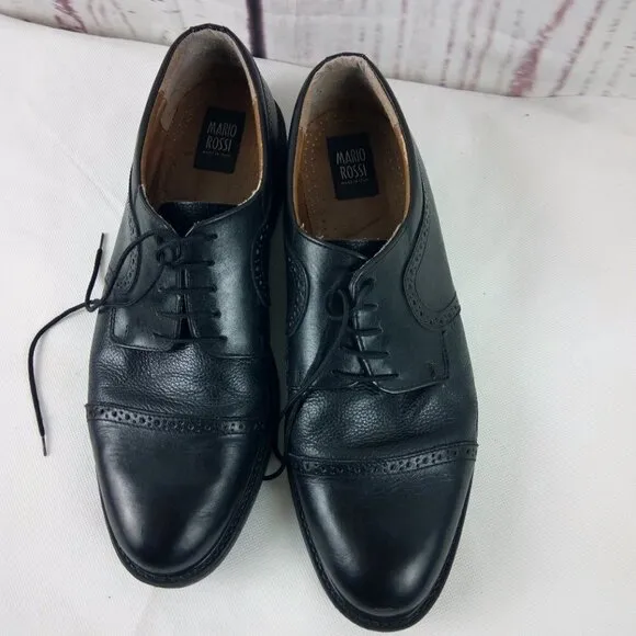 Mario Rossi Italian Men's Black Leather Oxford Dress Shoes 13M