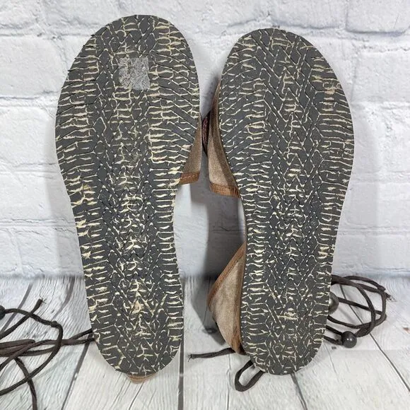 Marni Sandals Women Size 8-8.5 Brown Purple Floral Gladiator Lace Boho Art Shoes