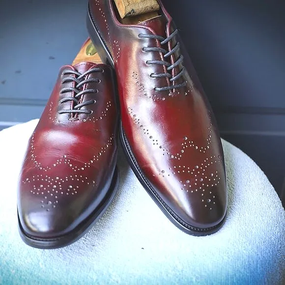 Mason Forte 8.5-M Burgundy Derby Mens Dress Shoes