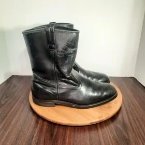 Mason Western 913 Mens Size 9 Boots Black Leather Cowboy Motorcycle Vintage USA