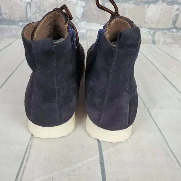 Massimo Dutti Botin Peil Serraje Azul Suede Boots Navy  Lace Up Size 39