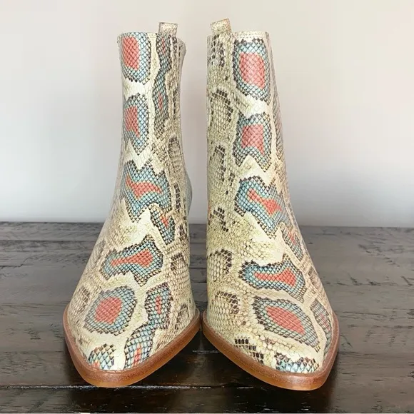 Matisse Elevation Multicolor Snake Print Pointed Toe Ankle Boots NEW Women’s 8.5