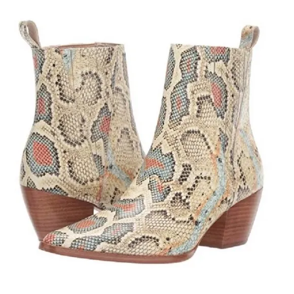 Matisse Elevation Multicolor Snake Print Pointed Toe Ankle Boots NEW Women’s 8.5