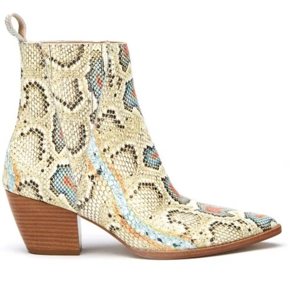 Matisse Elevation Multicolor Snake Print Pointed Toe Ankle Boots NEW Women’s 8.5