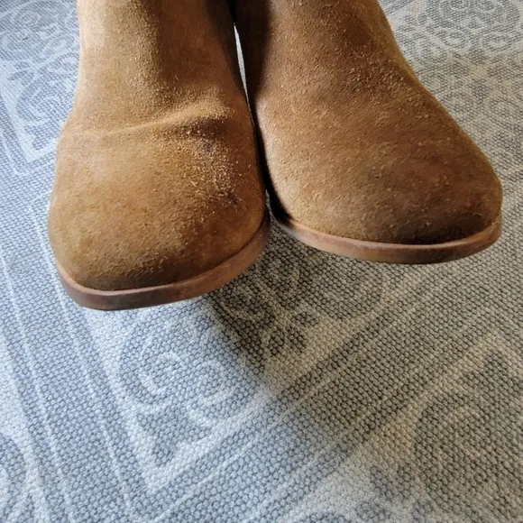 Matisse Katherine Tan Suede Booties Ankle Boots Geometric wood block heel Size 7