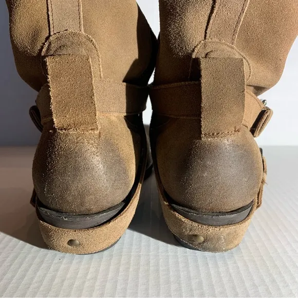 MATISSE SUEDE WESTERN, COWGIRL, BOHO BOOTS W/ ANKLE HARNESS &amp; BUCKLES