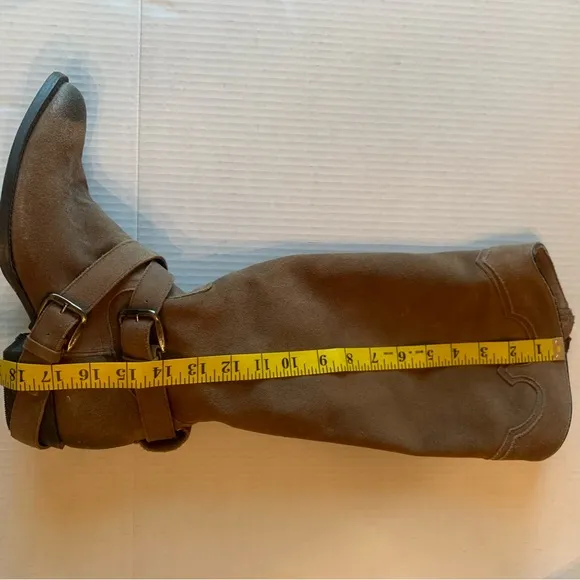 MATISSE SUEDE WESTERN, COWGIRL, BOHO BOOTS W/ ANKLE HARNESS &amp; BUCKLES