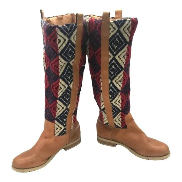 Matt Bernson Special Project Aztec Tapestry Tall Boots 7 Boho Southwestern