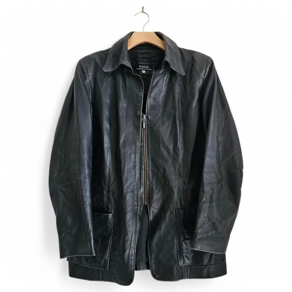 MDL Vintage Italian Leather Jacket – Women’s Size 42 (Fits Like Medium) – Black