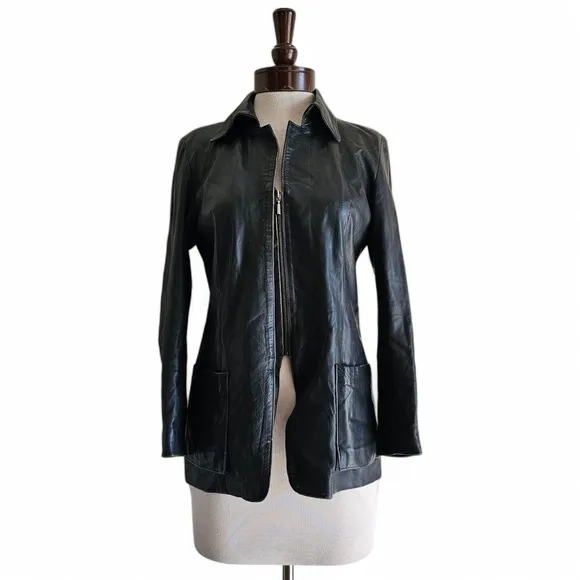 MDL Vintage Italian Leather Jacket – Women’s Size 42 (Fits Like Medium) – Black