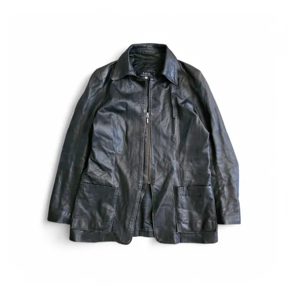 MDL Vintage Italian Leather Jacket – Women’s Size 42 (Fits Like Medium) – Black