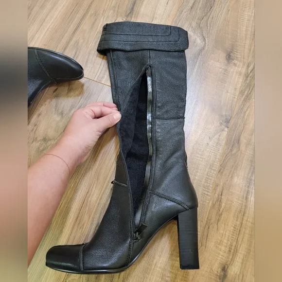 MEDEA Vintage, black leather boots size EUR 37.5 , US 7/8
