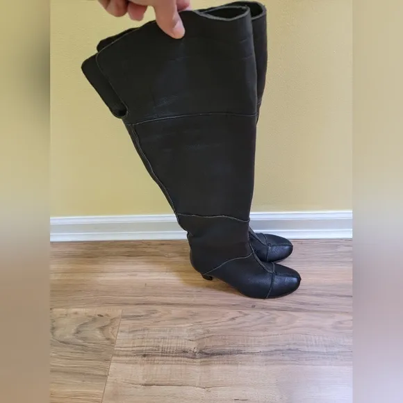 MEDEA Vintage, black leather boots size EUR 37.5 , US 7/8