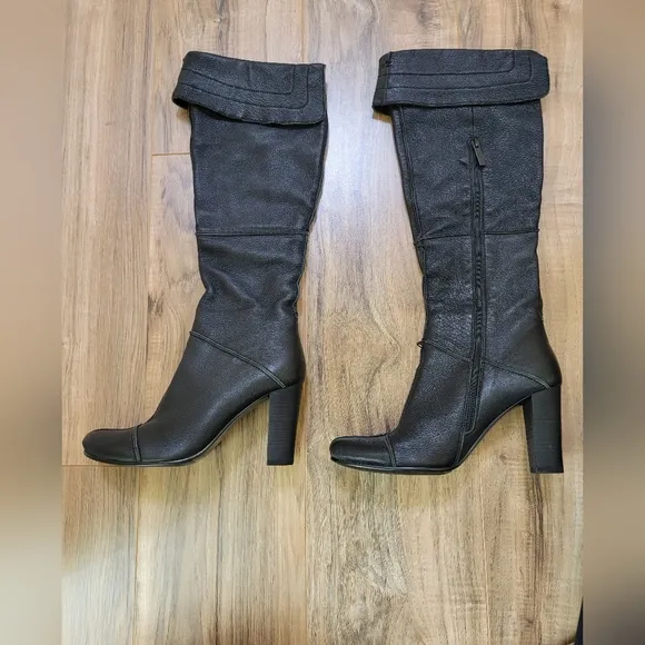 MEDEA Vintage, black leather boots size EUR 37.5 , US 7/8