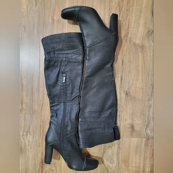 MEDEA Vintage, black leather boots size EUR 37.5 , US 7/8