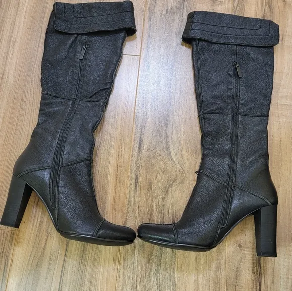 MEDEA Vintage, black leather boots size EUR 37.5 , US 7/8