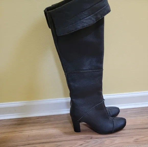 MEDEA Vintage, black leather boots size EUR 37.5 , US 7/8