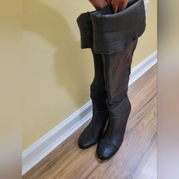 MEDEA Vintage, black leather boots size EUR 37.5 , US 7/8