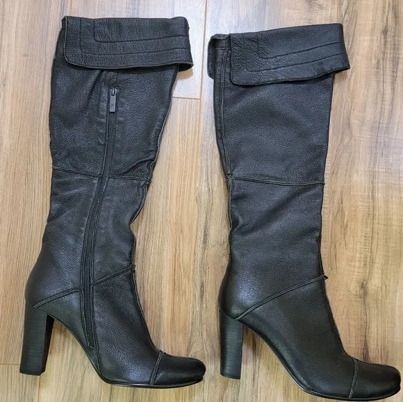 MEDEA Vintage, black leather boots size EUR 37.5 , US 7/8