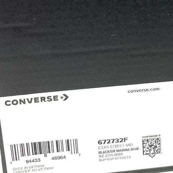 💖MEGA SALE💖Converse Ctas Street Mid Black Marina Shoes Junior Canvas 672732F
