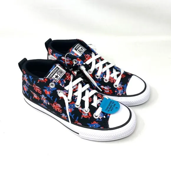 💖MEGA SALE💖Converse Ctas Street Mid Black Marina Shoes Junior Canvas 672732F