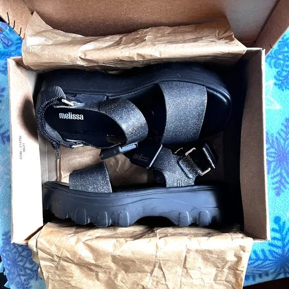 MELISSA KICKER SANDAL - GLITTER JELLY NWT