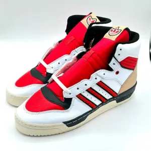 Men’s Adidas Originals Rivalry High Leather Basketball Shoes White Red Size 10.5