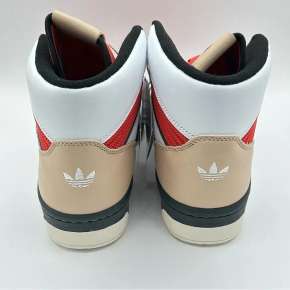 Men’s Adidas Originals Rivalry High Leather Basketball Shoes White Red Size 10.5