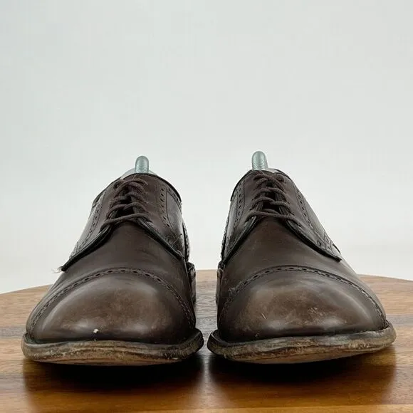 Mens Allen Edmonds The City Brogue Cap Toe Brown‎ Leather Dress Shoes Size 12 E