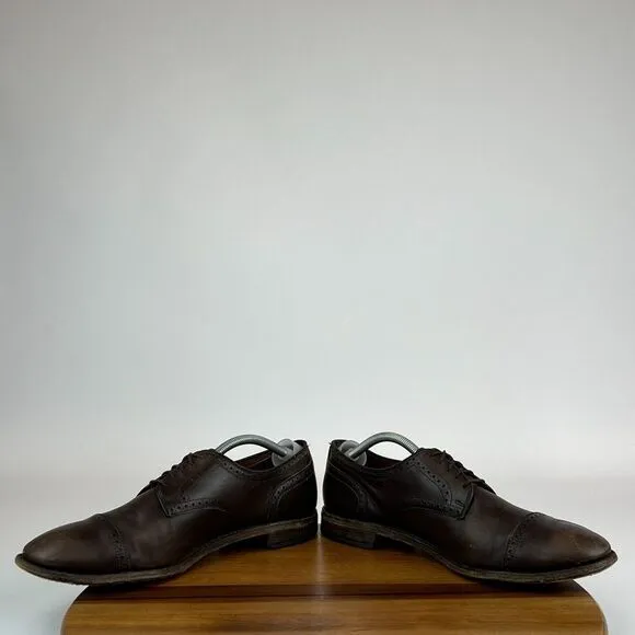 Mens Allen Edmonds The City Brogue Cap Toe Brown‎ Leather Dress Shoes Size 12 E