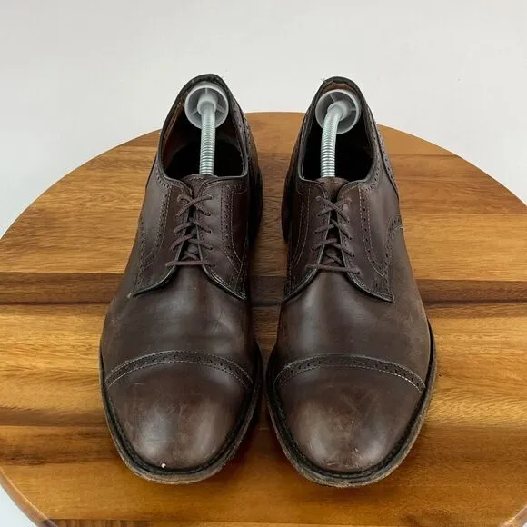 Mens Allen Edmonds The City Brogue Cap Toe Brown‎ Leather Dress Shoes Size 12 E