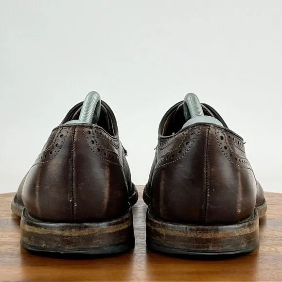 Mens Allen Edmonds The City Brogue Cap Toe Brown‎ Leather Dress Shoes Size 12 E