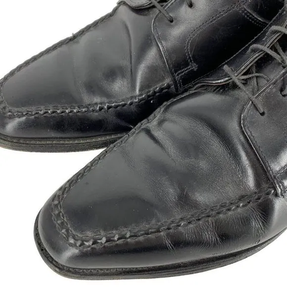 Mens Allen Edmonds Black Dress Lace Up Shoes Size 10.5D GUC Braid Square 2951