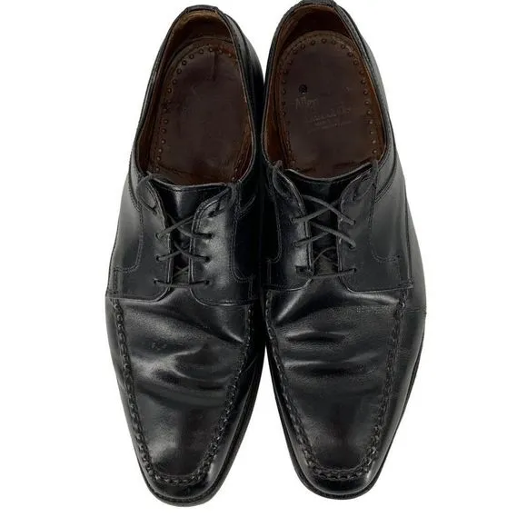 Mens Allen Edmonds Black Dress Lace Up Shoes Size 10.5D GUC Braid Square 2951