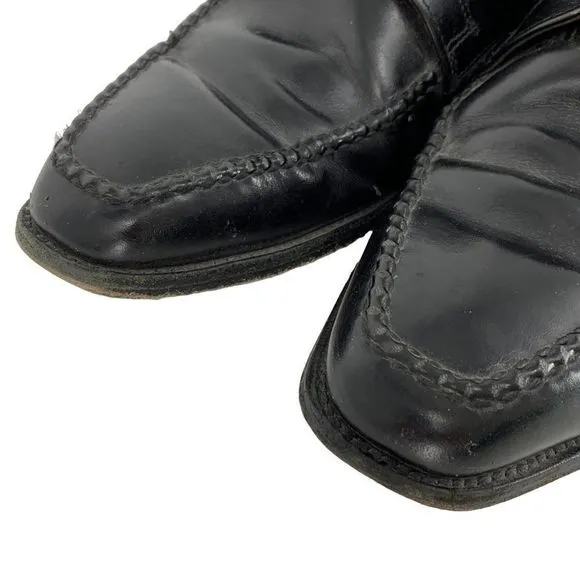 Mens Allen Edmonds Black Dress Lace Up Shoes Size 10.5D GUC Braid Square 2951