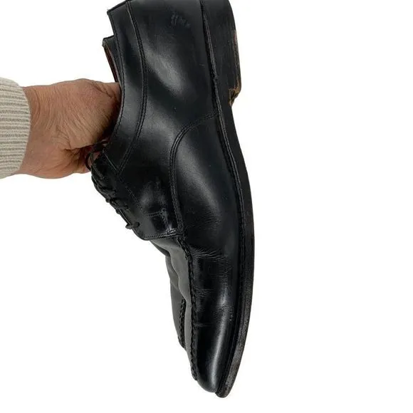 Mens Allen Edmonds Black Dress Lace Up Shoes Size 10.5D GUC Braid Square 2951