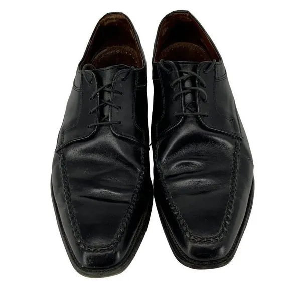 Mens Allen Edmonds Black Dress Lace Up Shoes Size 10.5D GUC Braid Square 2951