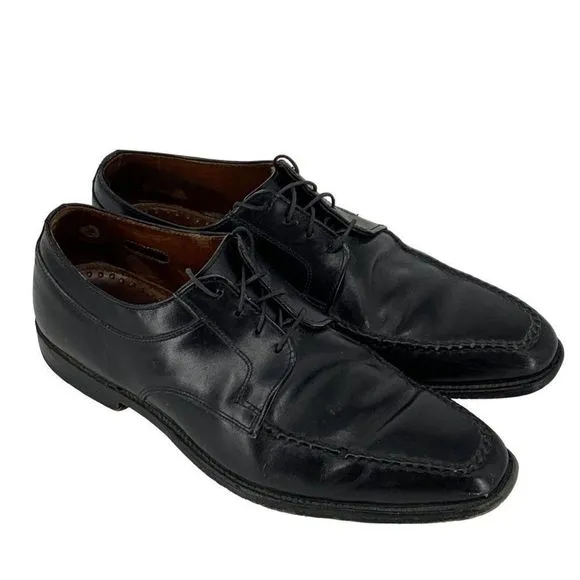 Mens Allen Edmonds Black Dress Lace Up Shoes Size 10.5D GUC Braid Square 2951