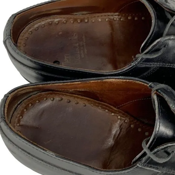 Mens Allen Edmonds Black Dress Lace Up Shoes Size 10.5D GUC Braid Square 2951