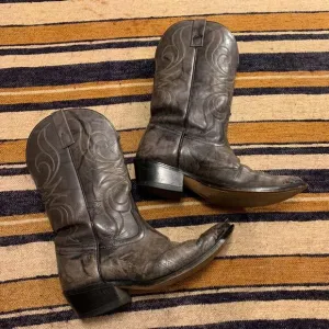 Mens Cowboy Boots Green Acme 9 EW Western Cowboy Vintage Mid Calf Embroidered