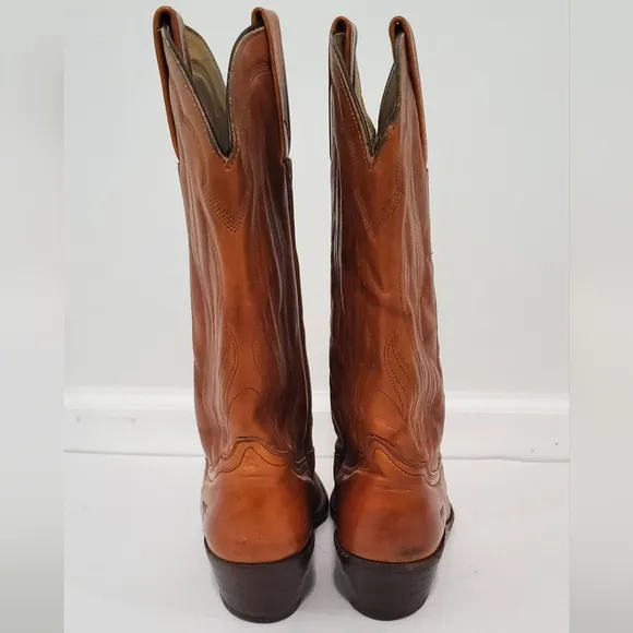 Mens Frye Vintage 1980s Western Brown Leather Cowboy Boots Size 11D