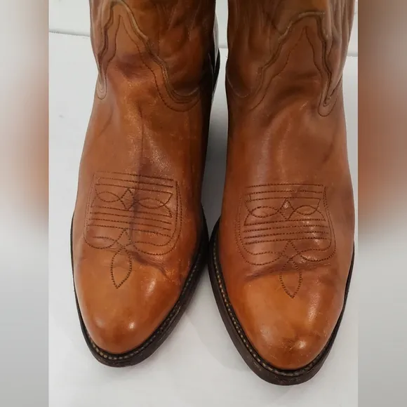Mens Frye Vintage 1980s Western Brown Leather Cowboy Boots Size 11D