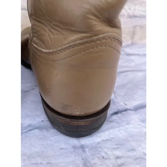 Men's Justin Beige Leather Cowboy Boots Size 7.5