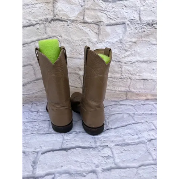 Men's Justin Beige Leather Cowboy Boots Size 7.5