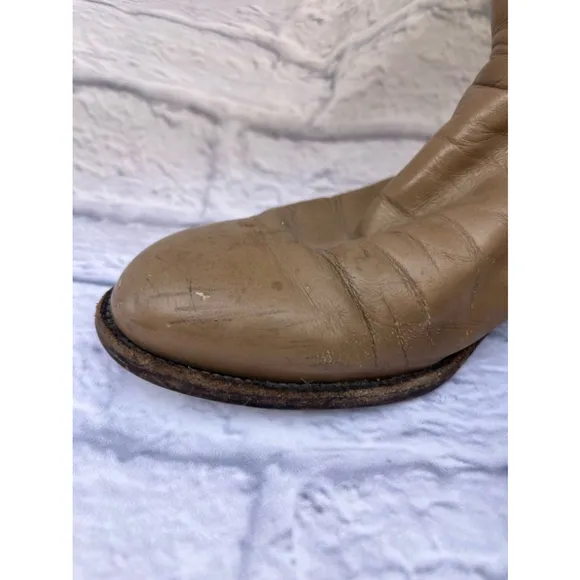 Men's Justin Beige Leather Cowboy Boots Size 7.5